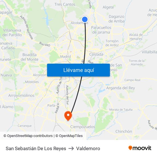 San Sebastián De Los Reyes to Valdemoro map