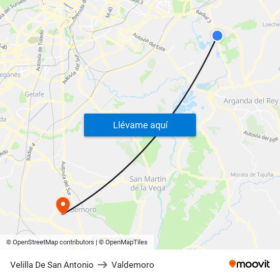 Velilla De San Antonio to Valdemoro map