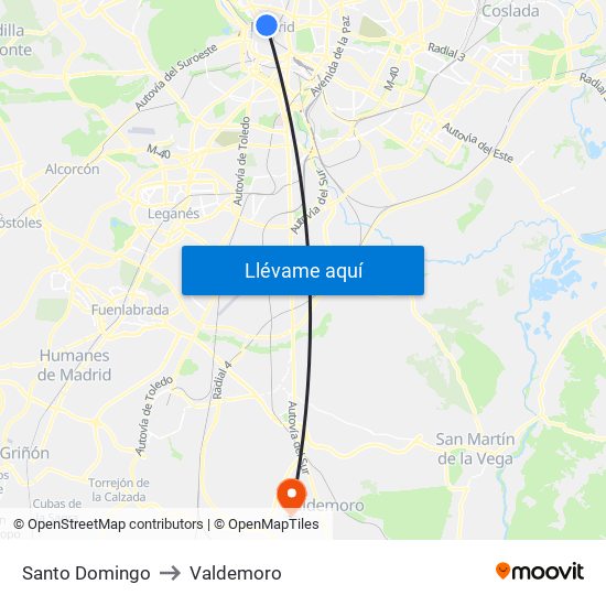 Santo Domingo to Valdemoro map