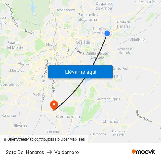 Soto Del Henares to Valdemoro map