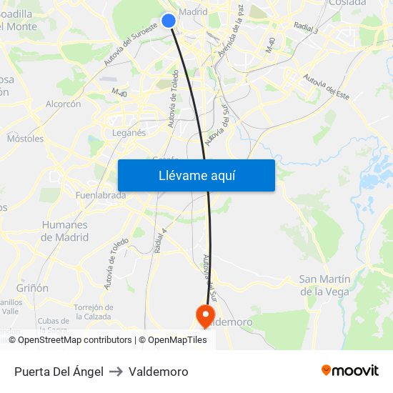 Puerta Del Ángel to Valdemoro map