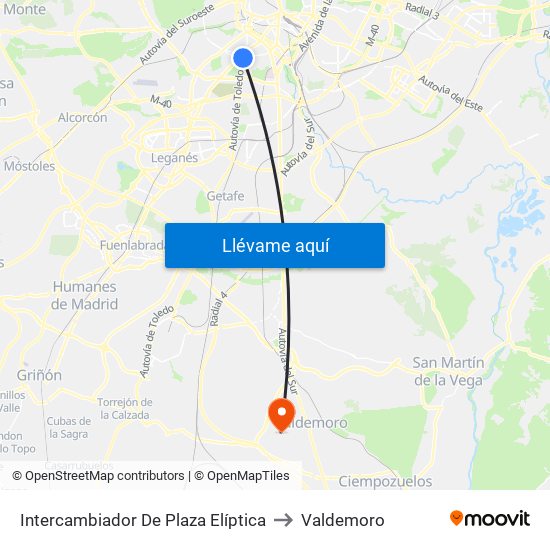Intercambiador De Plaza Elíptica to Valdemoro map