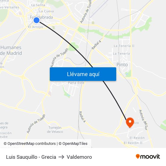 Luis Sauquillo - Grecia to Valdemoro map