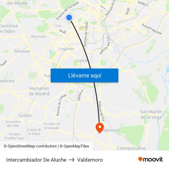 Intercambiador De Aluche to Valdemoro map