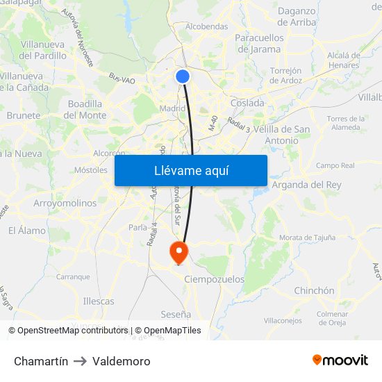 Chamartín to Valdemoro map