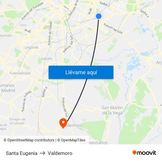Santa Eugenia to Valdemoro map