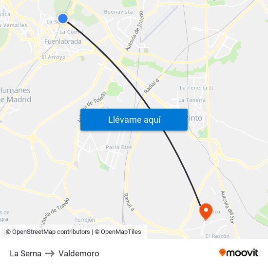 La Serna to Valdemoro map