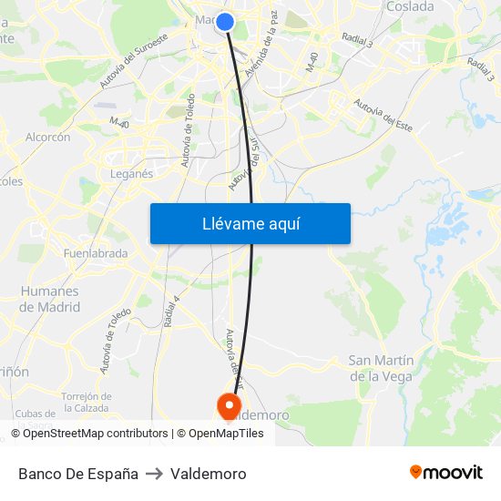 Banco De España to Valdemoro map
