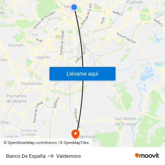 Banco De España to Valdemoro map