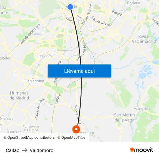 Callao to Valdemoro map