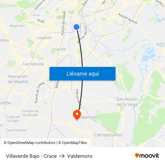 Villaverde Bajo - Cruce to Valdemoro map