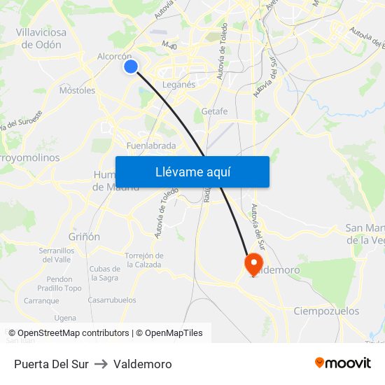 Puerta Del Sur to Valdemoro map