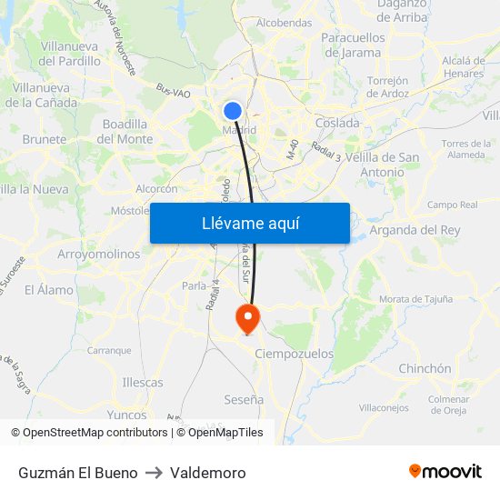 Guzmán El Bueno to Valdemoro map
