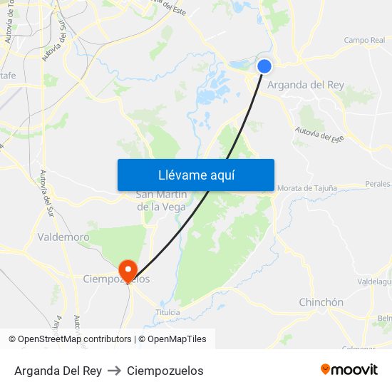 Arganda Del Rey to Ciempozuelos map