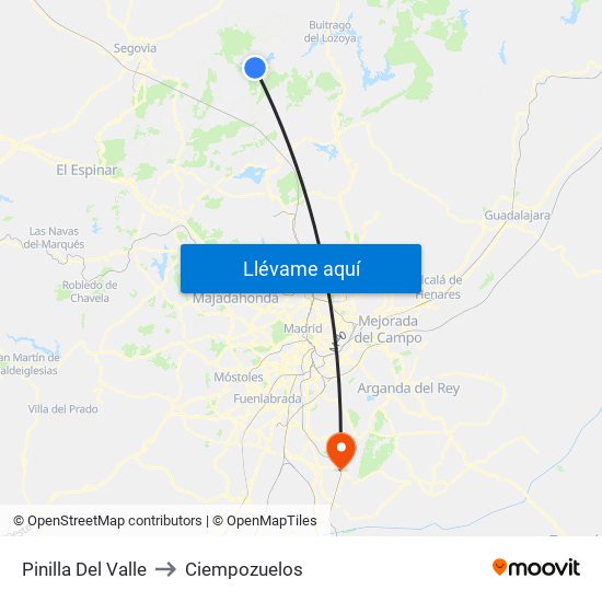 Pinilla Del Valle to Ciempozuelos map