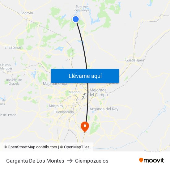 Garganta De Los Montes to Ciempozuelos map