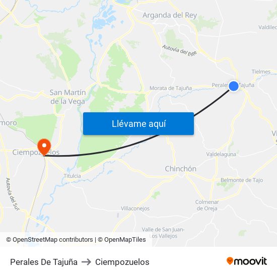 Perales De Tajuña to Ciempozuelos map