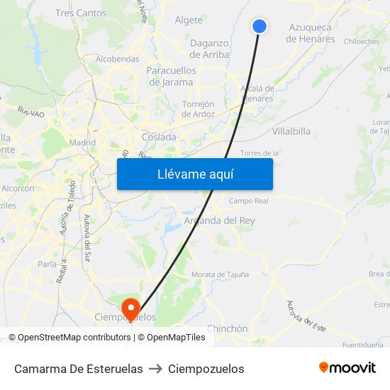 Camarma De Esteruelas to Ciempozuelos map