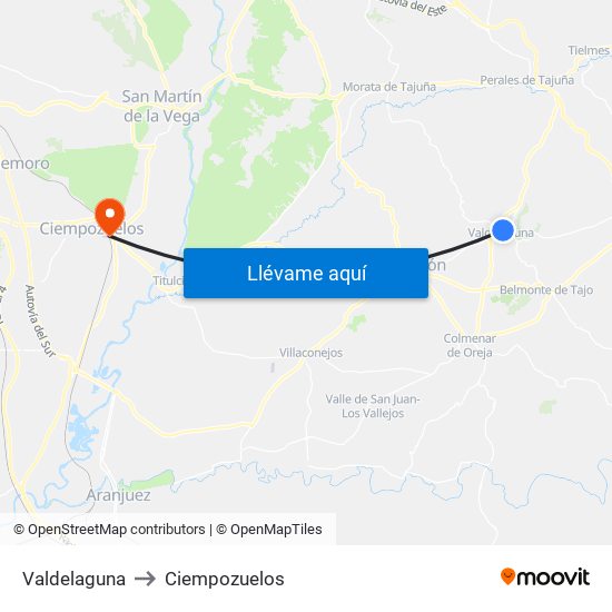 Valdelaguna to Ciempozuelos map