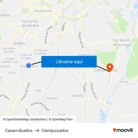 Casarrubuelos to Ciempozuelos map
