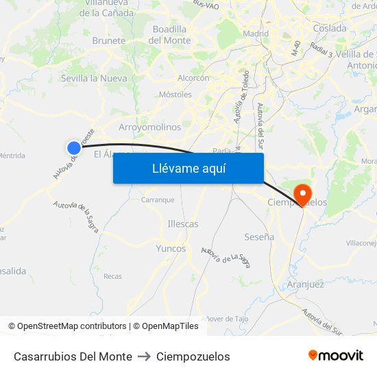 Casarrubios Del Monte to Ciempozuelos map