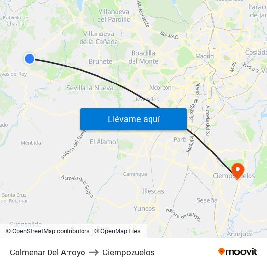 Colmenar Del Arroyo to Ciempozuelos map