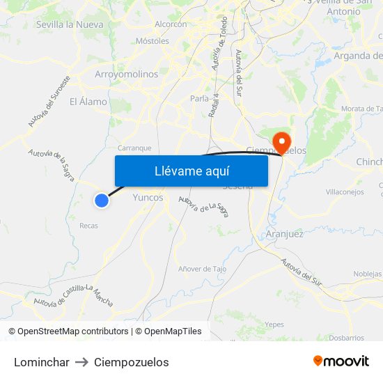 Lominchar to Ciempozuelos map