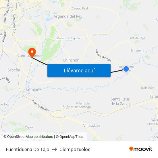 Fuentidueña De Tajo to Ciempozuelos map
