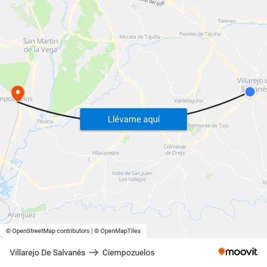 Villarejo De Salvanés to Ciempozuelos map