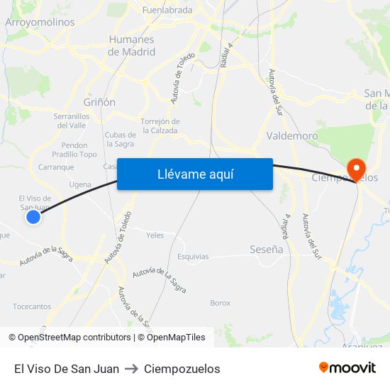El Viso De San Juan to Ciempozuelos map