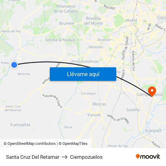 Santa Cruz Del Retamar to Ciempozuelos map