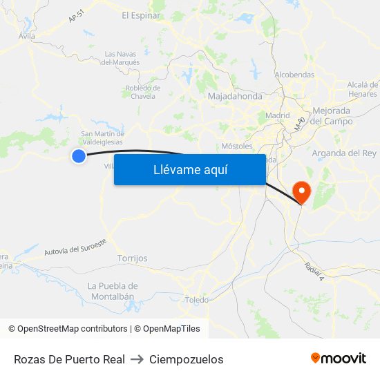 Rozas De Puerto Real to Ciempozuelos map