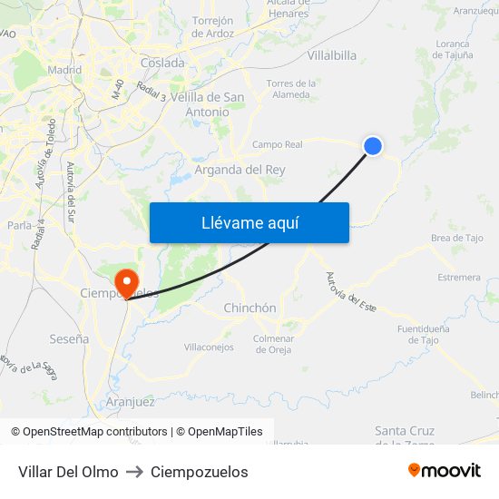 Villar Del Olmo to Ciempozuelos map