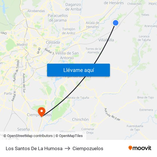 Los Santos De La Humosa to Ciempozuelos map