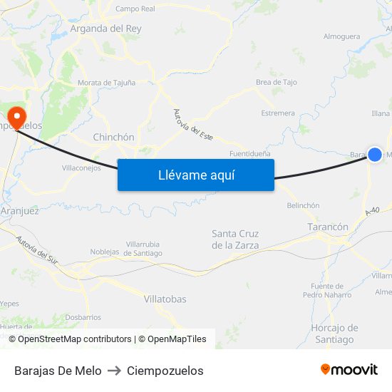 Barajas De Melo to Ciempozuelos map