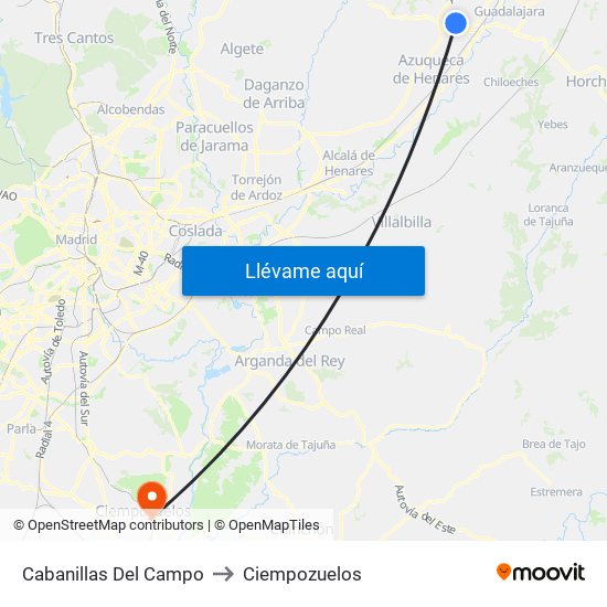 Cabanillas Del Campo to Ciempozuelos map