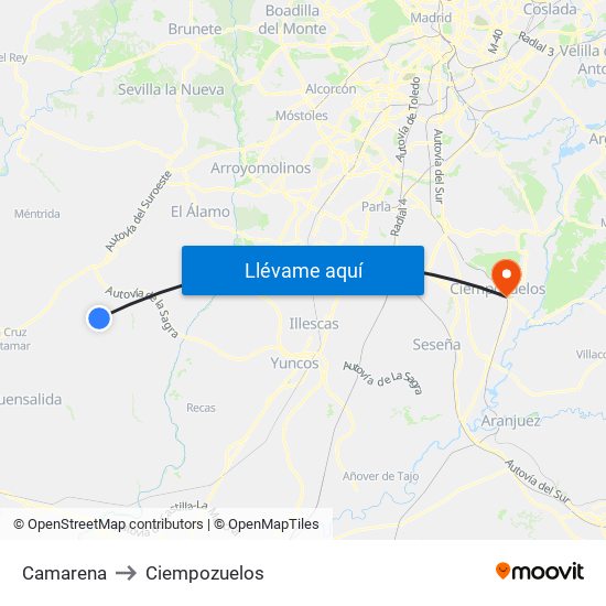 Camarena to Ciempozuelos map