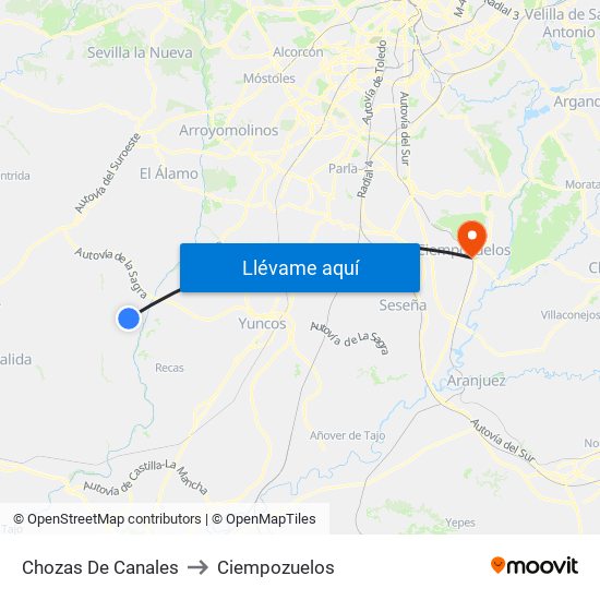 Chozas De Canales to Ciempozuelos map
