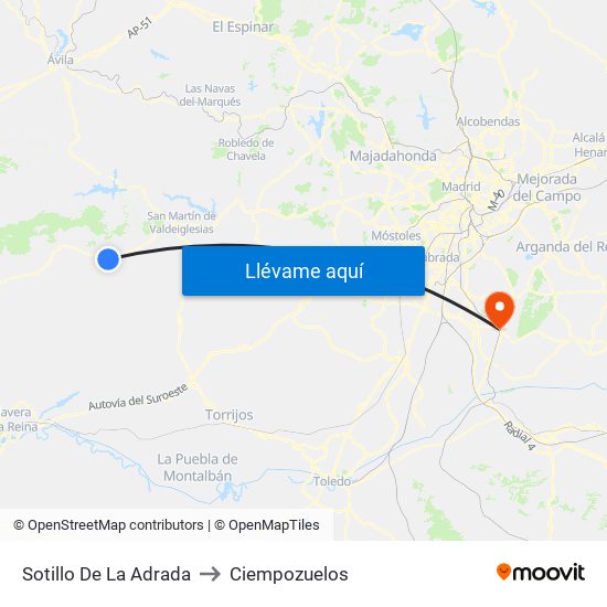 Sotillo De La Adrada to Ciempozuelos map