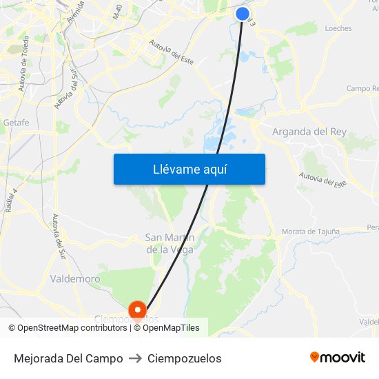 Mejorada Del Campo to Ciempozuelos map