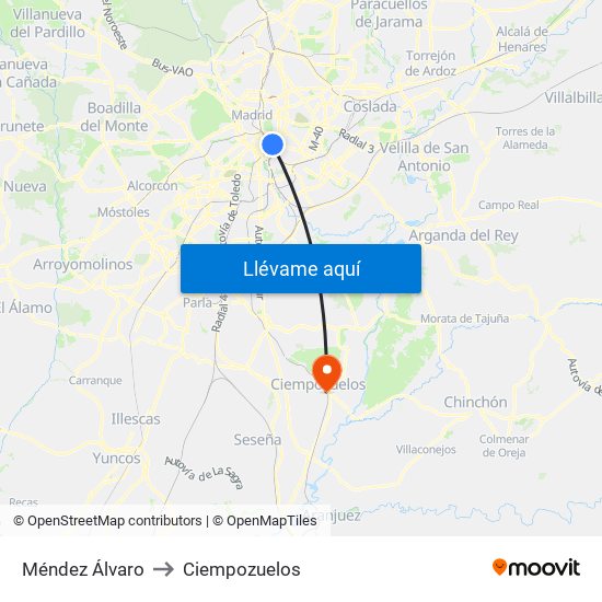 Méndez Álvaro to Ciempozuelos map