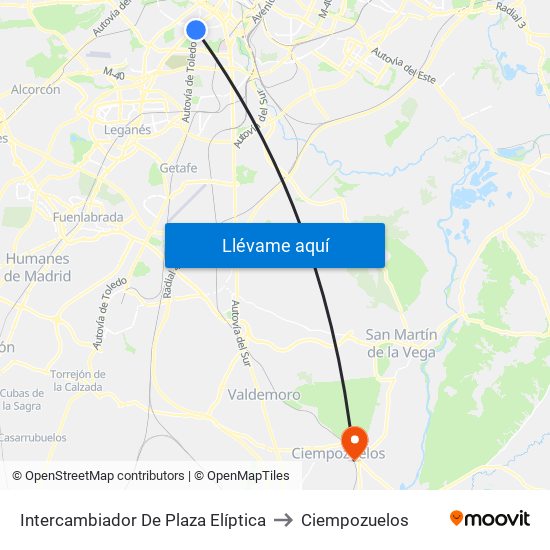 Intercambiador De Plaza Elíptica to Ciempozuelos map