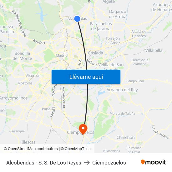 Alcobendas - S. S. De Los Reyes to Ciempozuelos map