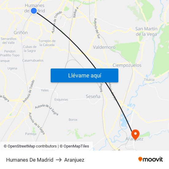 Humanes De Madrid to Aranjuez map