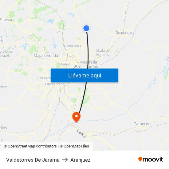 Valdetorres De Jarama to Aranjuez map