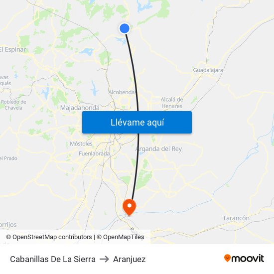 Cabanillas De La Sierra to Aranjuez map