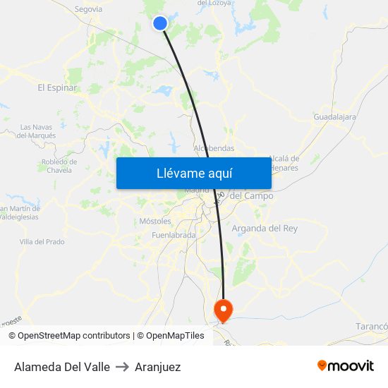 Alameda Del Valle to Aranjuez map