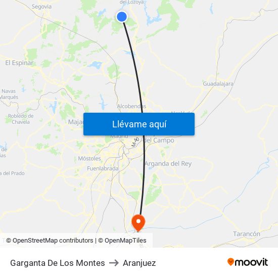 Garganta De Los Montes to Aranjuez map