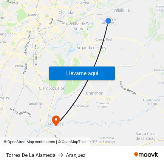 Torres De La Alameda to Aranjuez map