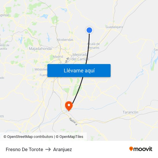 Fresno De Torote to Aranjuez map